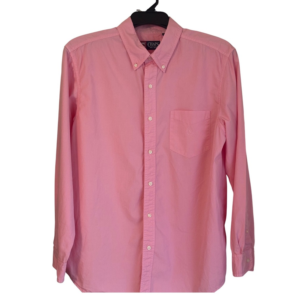 Chaps Mens Pink Long Sleeve Button Down Shirt Cotton‎ Casual Dress Large LN